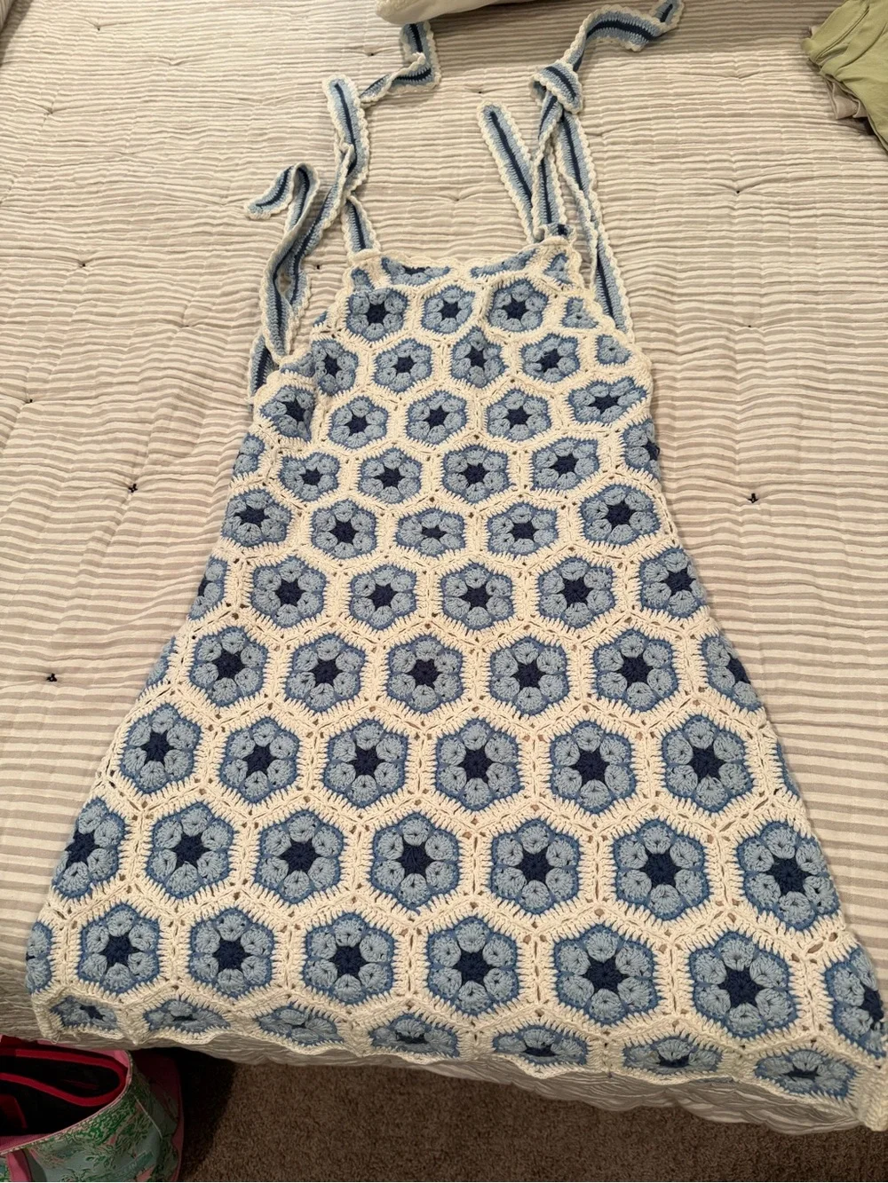 Show Me your Mumu Crochet Blue Halter Mini Dress EUC - Picture 6 of 7